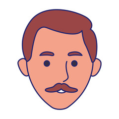 cartoon man with mustache icon, flat design