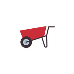 Isolated wheel barrow utensil icon flat design