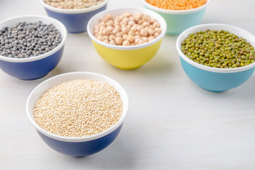 Different bean cultures in small bowls