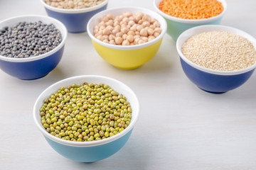 Different bean cultures in small bowls