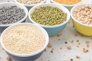 Different bean cultures in small bowls