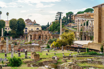 Obraz na płótnie Canvas Rome, Italy. Famous landmark Ruins of Roman Forum.
