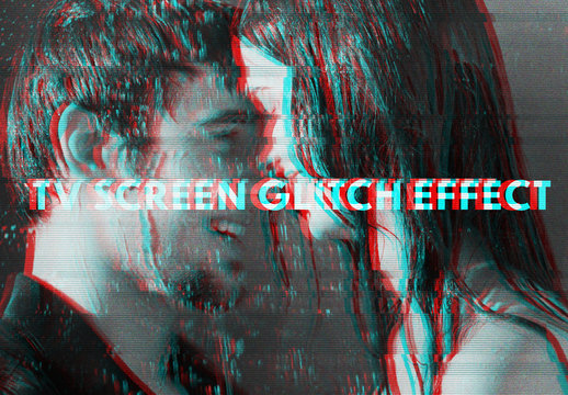 Movie Style Glitch Effect Mockup