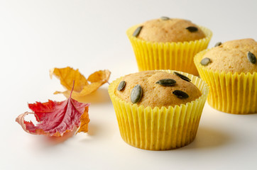 Pumpkin Spice Muffins Isolated on a White Background