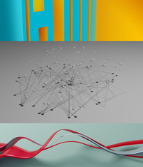 Network and 3D Backgrounds, Abstract Art (3D Rendering)