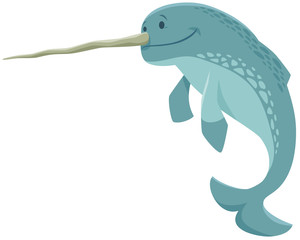 funny narwhal cartoon animal character