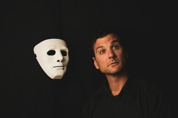 Attractive Male Model Studio Portraits with mask