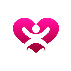 Happy Person With Love Abstract Shape Logo Design