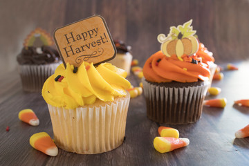 A Variety of Thanksgiving Day Cupcakes