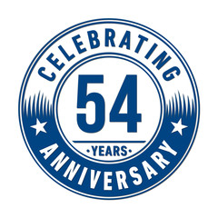 54 years anniversary celebration logo template. Vector and illustration.