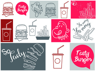 cartoon style fast food icon design