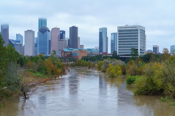 Buffalo Bayou river after Houston flood