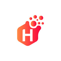 H dots logo design template. Hexagon H icon. H Letter Logo Vector.