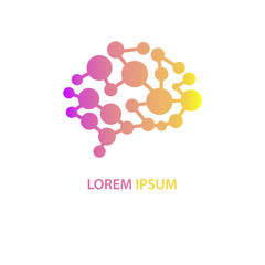 Brain Logo silhouette design vector template. Think idea concept. Brainstorm power thinking brain Logotype icon Logo