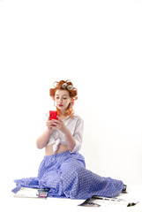 Close up portrait of a beautiful female fashion model with curly hair