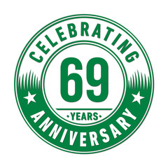 69 years anniversary celebration logo template. Vector and illustration.