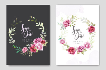 wedding invitation design with watercolor roses