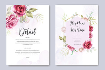 wedding invitation design with watercolor roses