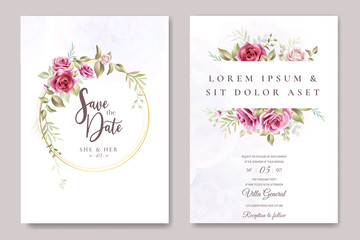 wedding invitation design with watercolor roses