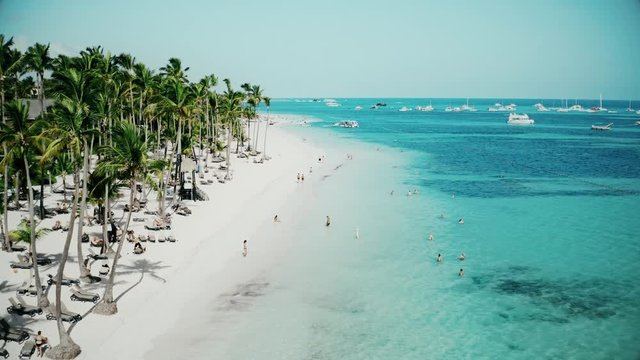 amazing aerial view of a wonderful exotic tropical caribbean beach in Punta Cana, Dominican Republic