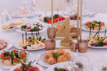 Elements of decor in restaurant. Celenration wedding