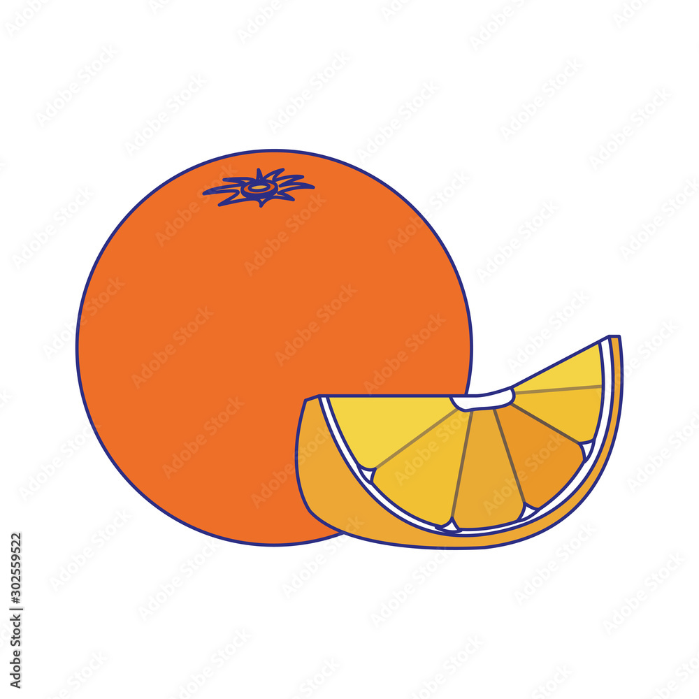 Wall mural orange fruit icon, colorful design