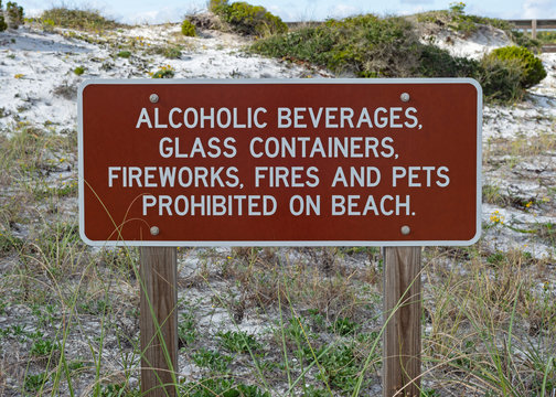 Prohibited on the Beach Sign
