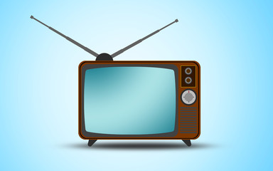 Retro old vintage television isolated