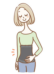 腹巻をする女性のイラスト