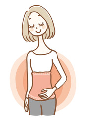 腹巻をする女性のイラスト
