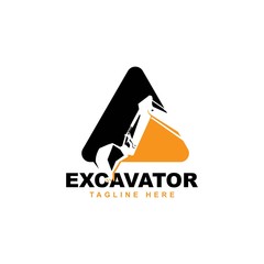 Excavator logo design vector template.backhoe symbol 