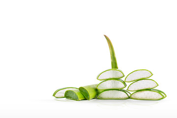 Slice Aloe Vera isolated on white background.