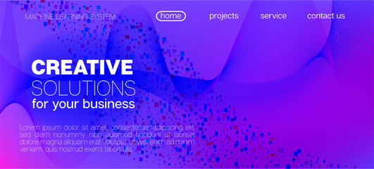 Flying Particles Distressed Purple Vector. Data Stream Minimal Banner. 