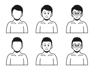 上半身裸の男性のアイコンセット