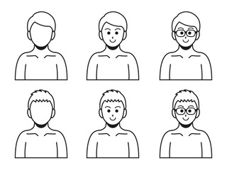 上半身裸の白人男性のアイコンセット