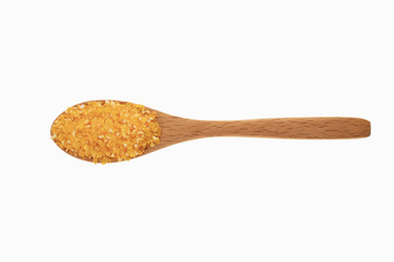 cornmeal in spoon with white background