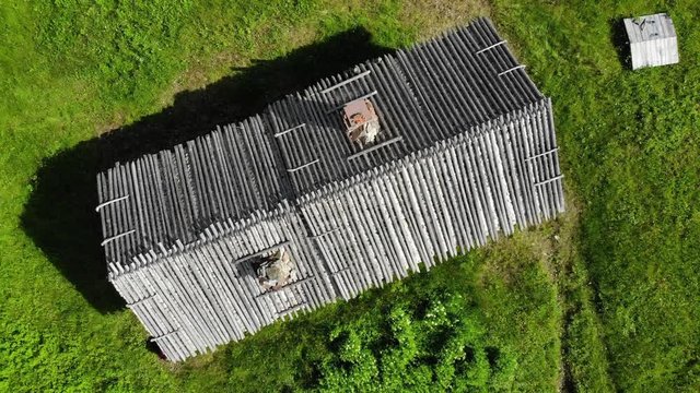 On the top view of a old building