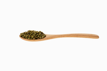 mung bean in spoon with white background