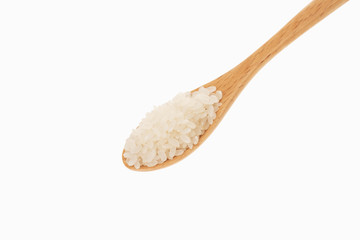 rice in spoon with white background