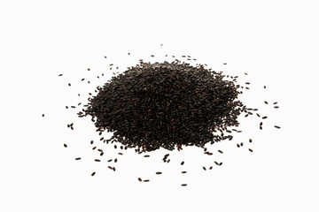 black rice pile with white background