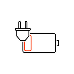 Obraz premium Low battery charge icon. Outline thin line flat illustration. Isolated on white background. 