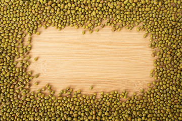 mung bean layout on wooden table