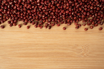 chinese red bean layout on wooden table