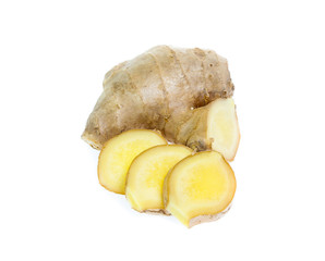 ginger root on white background