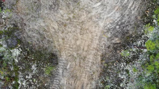 On the top view of forest road