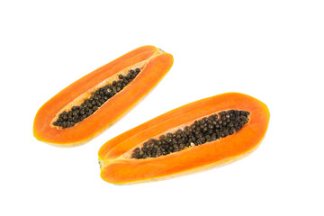 slice papaya isolated on white background