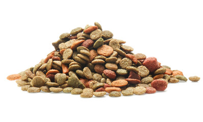 bones and colorful sticks for dog treat with vitamin and oral health on white background