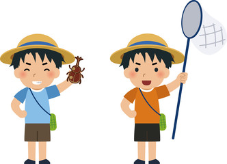 虫とり少年のイラスト