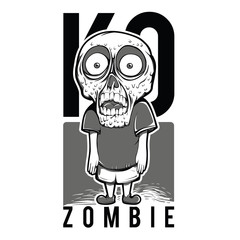 Little Zombie Black and White Illustration