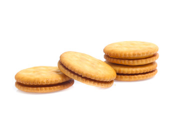 Sandwich cracker on white background